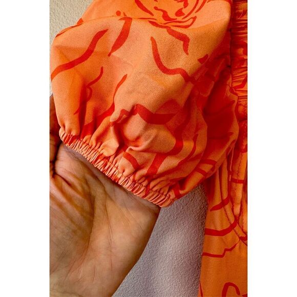 NWT Hello Molly Magic Feeling Orange Dreams Puff Sleeve Mini Dress Medium - Picture 6 of 13